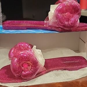 Jeffrey Campbell Pink Sandals with Pom-Pom